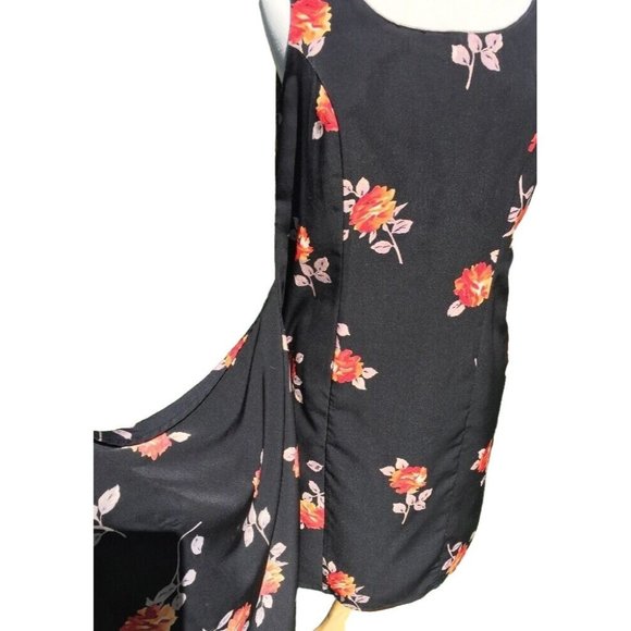 Debra Martin Black dress with peach flowers  & swag tie front Size 14 - Picture 4 of 12